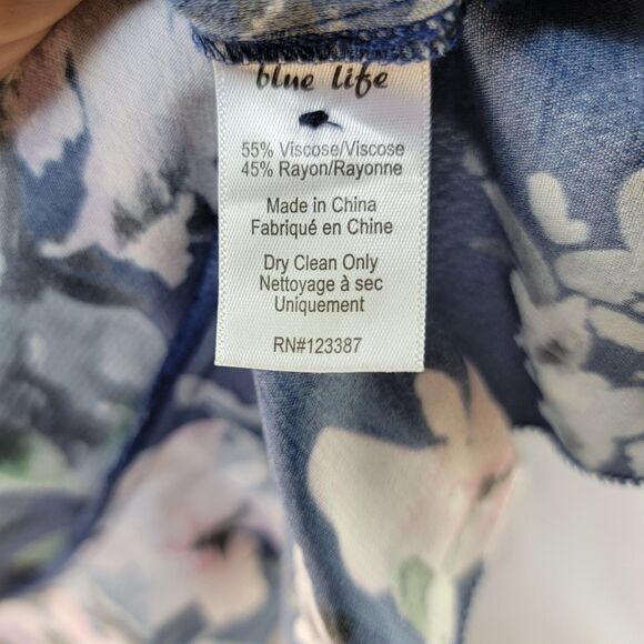 Blue Life Navy Floral Print Ruffled Faux Wrap High Low Skirt XS - Picture 6 of 9